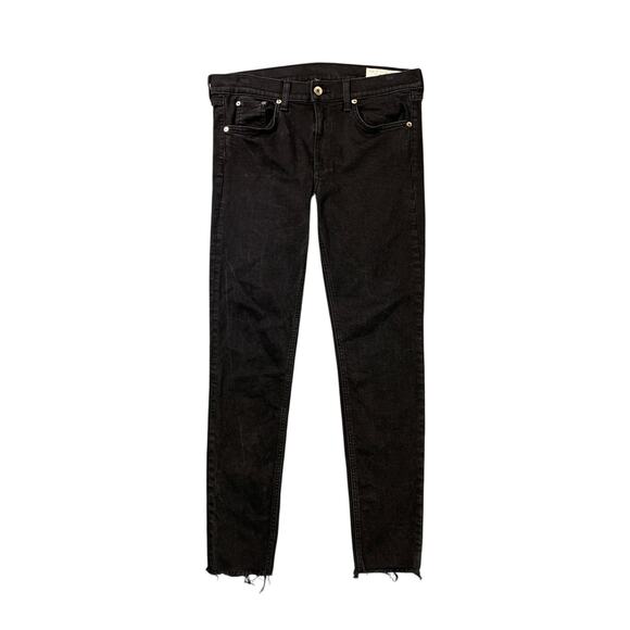 Rag & Bone Jeans Womens 31 Black Denim Ankle Skinny Mid Rise Stretch Raw Hem - Picture 1 of 11